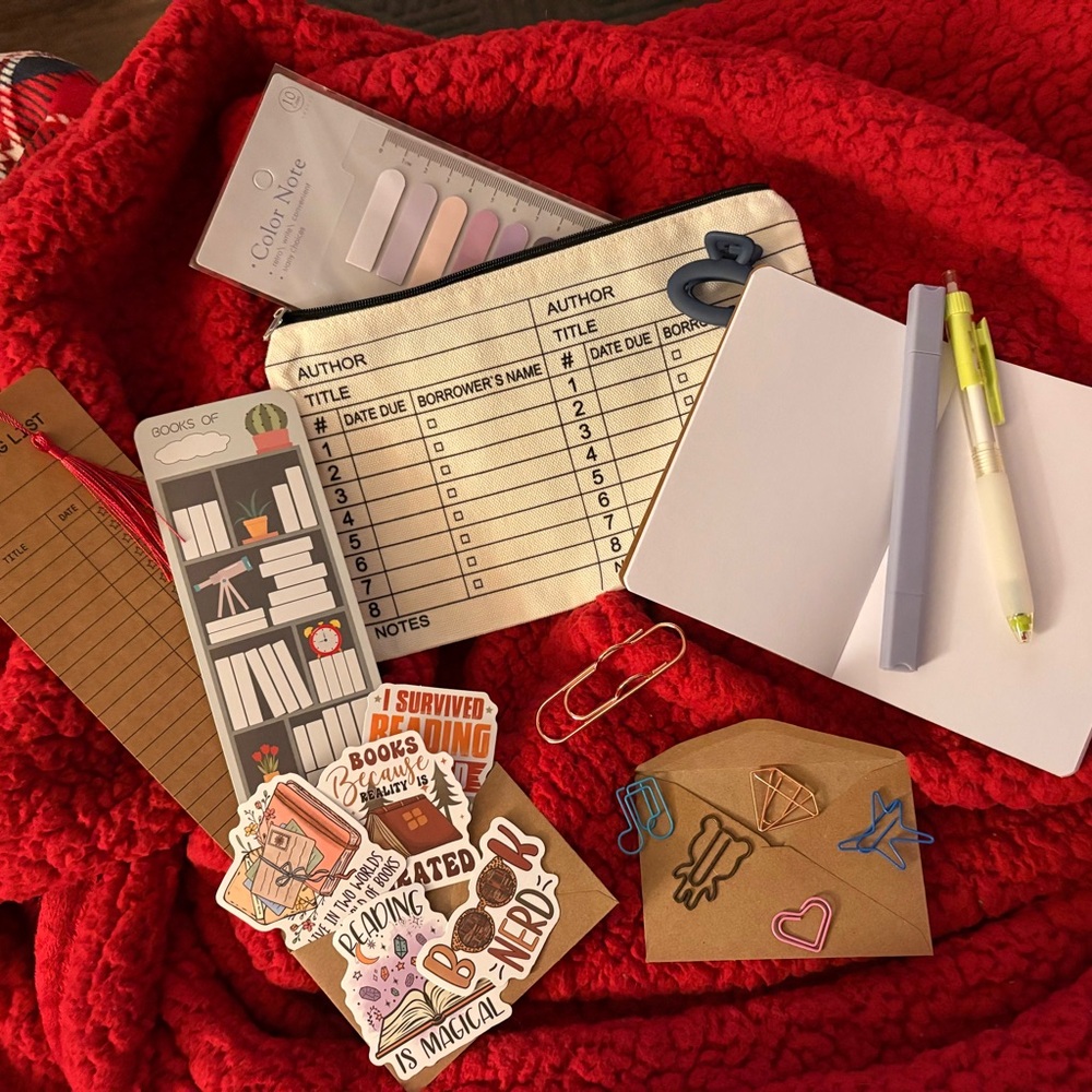 Library Card Pencil Case with Bookish Goodies